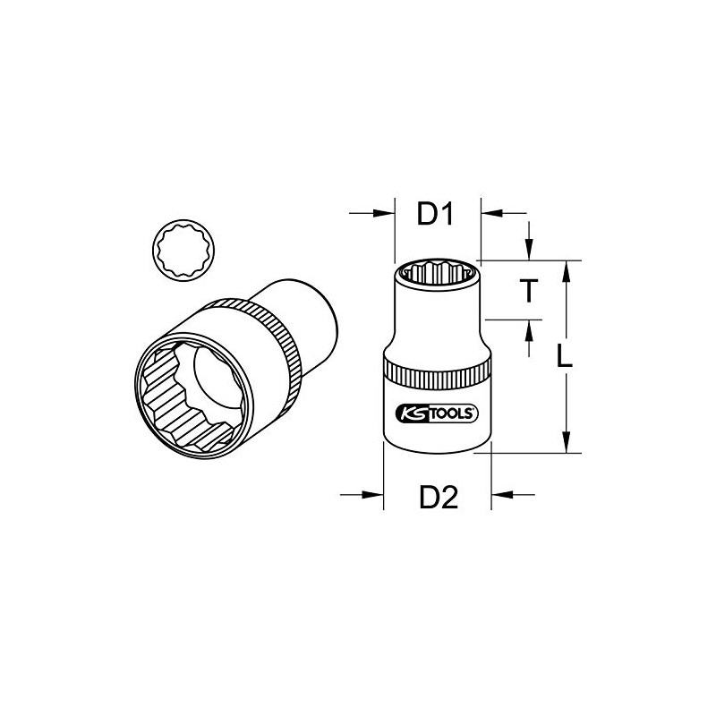 KS-Tools 917.1380 1/2" 12-kant-Stecknuss,13/16"