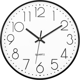 SOYTO Reloj de Pared Grande de 12 Pulgadas,Reloj Pared Digital Redondo, unmute, Sin Tictac, decuados para Sala Estar, Comedor, Dormitorio, Aula Escolar (Negro)