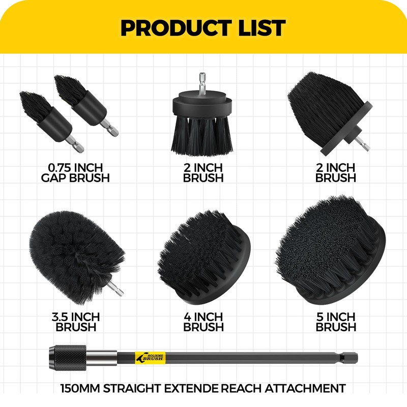 Holikme 8 Piece Drill Brush Attachments Set, Power Scrubber Brush