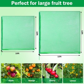 Fanfanwin 2 Packs 10 x 10 ft Large Fruit Tree Netting Bags with Zipper and Drawstring Squirrels Insect Bird Plant Cover for Fruit Trees Fruit Tree Net Protection