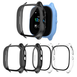 Snyeest [4-Pack] Case Compatible with Gizmo Watch 3 Screen Protector for Kids,Tempered Glass Only Compatible for Verizon Gizmo Watch 3,Black+Black+Clear+Clear