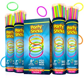 Glow Sticks Bulk Party Favors 400pk - 8” Glow in the Dark Party Supplies, Light Sticks Neon Party Glow Necklaces and Bracelets for Kids or Adults