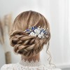 Unicra Bridal Wedding Hair Comb Flower Hair Accessories Blue Crystal