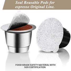 CAPMESSO Coffee Capsules Foil Seals -Aluminum Lids Foil Stickers to Reuse Nespresso Original Capsules Refillable Pods Compatible with Nespresso Original Line Machines (V2-120 Lids(37mm))