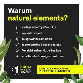 natural elements Organic Black Maca  180 Capsules  3000mg per daily dose (equivalent to 12,000mg of maca root)  with natural vitamin C  without magnesium stearate  certified organic, high-dose, vegan, laboratory-tested