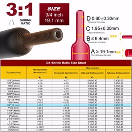 CUBEFELLER® 3:1 Ratio 3/4 Inch (19.1mm) Red Heat Shrink Tubing - 4ft (1.22M Total Length), Marine Grade Waterproof Adhesive Lined, Insulation Sealing Oil-Proof Wear-Resistant,ET0419R