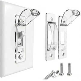ZEFTV 2 Pack Toggle Light Switch Cover Guard Child Proof Wall Light Switch Lock Protects Your Lights from being Accidentally Turned On or Off by Children and Adults, Clear