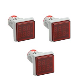 Shopcorp -Digital Led Display Indicator Voltmeter and Ammeter, Multimeter Voltage AC50-500V and Current Meter 0-100A, Gauge Meter Tester Volt Amp Monitor-AD101-22VAMS Model, Square Panel Red (3 Pack)
