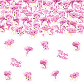 Sursurprise Two Nado Birthday Party Decorations for Girls, 200Pcs Pink Tornado 2nd Birthday Confetti, 2 Nado Table Scatter for 2 Years Old Bday Party Supplies