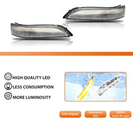 ADIIL 2PCS LED Dynamic Sequential Signal Side Mirror Lights For 2008-2013 Honda Accord & 06-09 Acura RL,Clear Lens Amber LED Front Side Mirror Marker Lamps