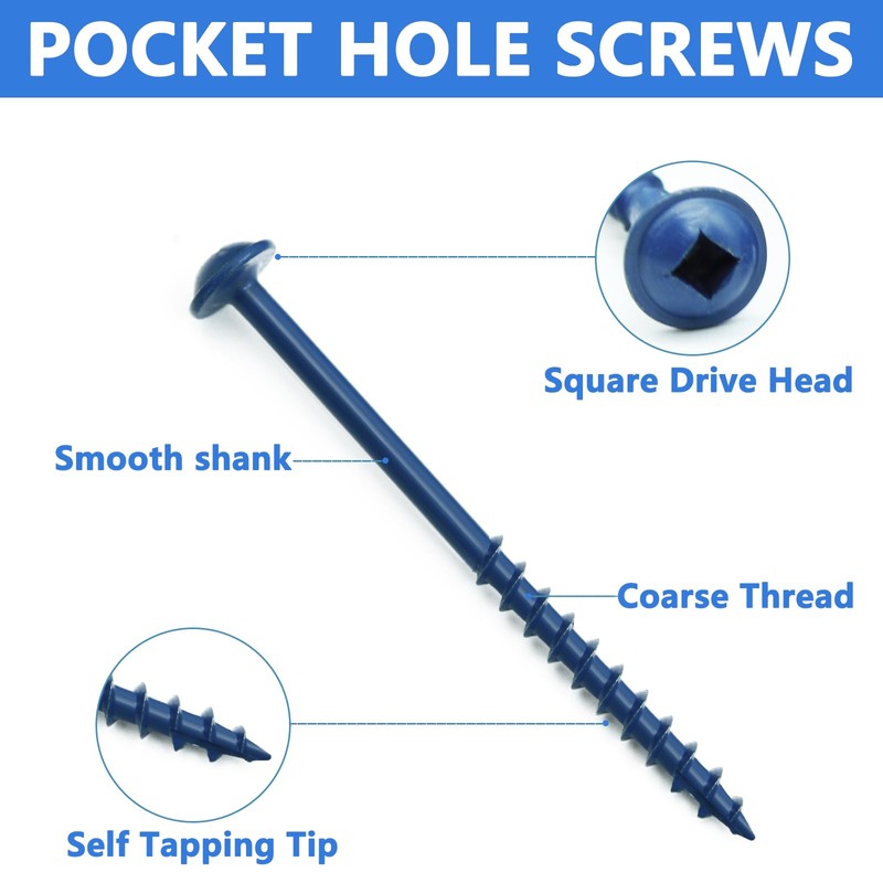 660 PCS Pocket Hole Screws Assortment Kit, 5 Sizes #8