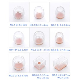 20pcs Stuhl Füße Bodenschoner Tischbeinabdeckung Cups zu schützen Holz Fliesenböden und Möbel mit 17 verschiedenen Größen in Runde Square Rechteck Form-NO.6 D: 1.7-2.1cm