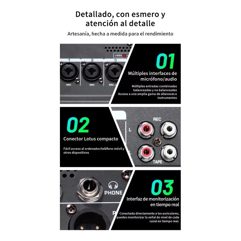 Genéric Audio Consola Mezclador Bluetooth Usb Mixer De 6 Canales