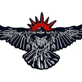 Zegin The Flying Crow Raven Patch Embroidered Applique Badge Iron On Sew On Emblem