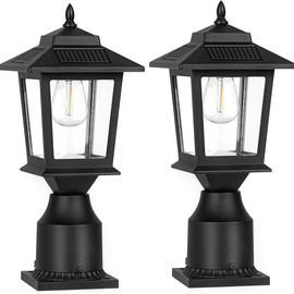 eco-π 63" Aluminum Solar Lamp Post Light, Outdoor 2 Pack Solar Floor Lamp, Solar Powered Lamp Post For Garden, Pathway, Yard, Front/Back Door, Warm White Solar Post Light, Outdoor Decor - style: Post Cap Light , Size: 2 pcs