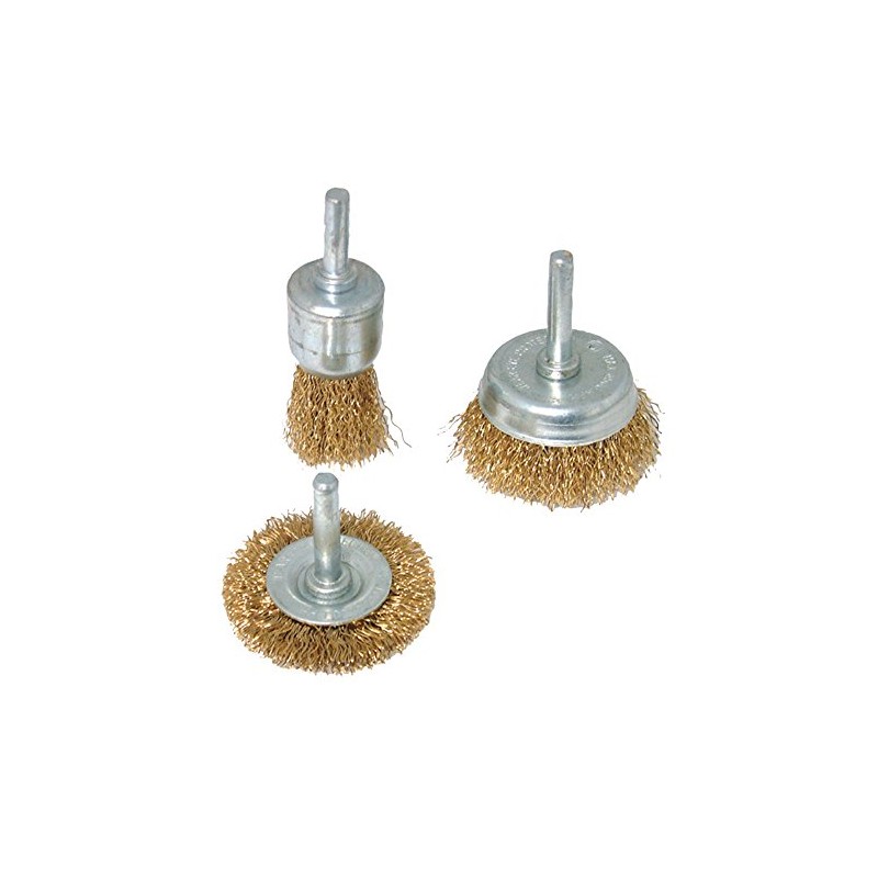 Silverline Brassed Steel Wire Wheel and Cup Brush Set 3