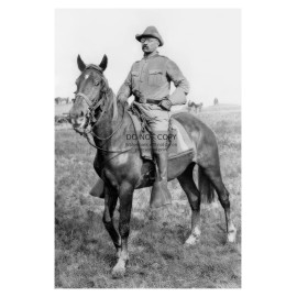 PRESIDENT THEODORE ROOSEVELT RIDING HORSEBACK 1898 WAR WITH CUBA 4X6 PHOTO