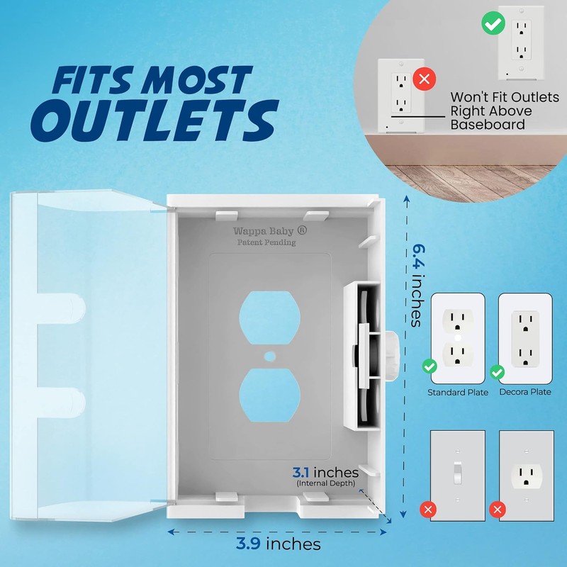 Outlet Cover Box Baby Proof (transparente, 1 paquete)