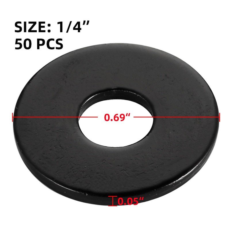 50 PCS 1/4" Stainless Flat Washers, 7/10" Outer Diameter, 18-8