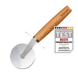 Fackelmann Pizza Cutter for Pizza and Tarte Flambée - Pizza Wheel with Sharp Stainless Steel Blade - Pizza Roller with Ergonomic Beech Wood Handle - Approx. 21 cm