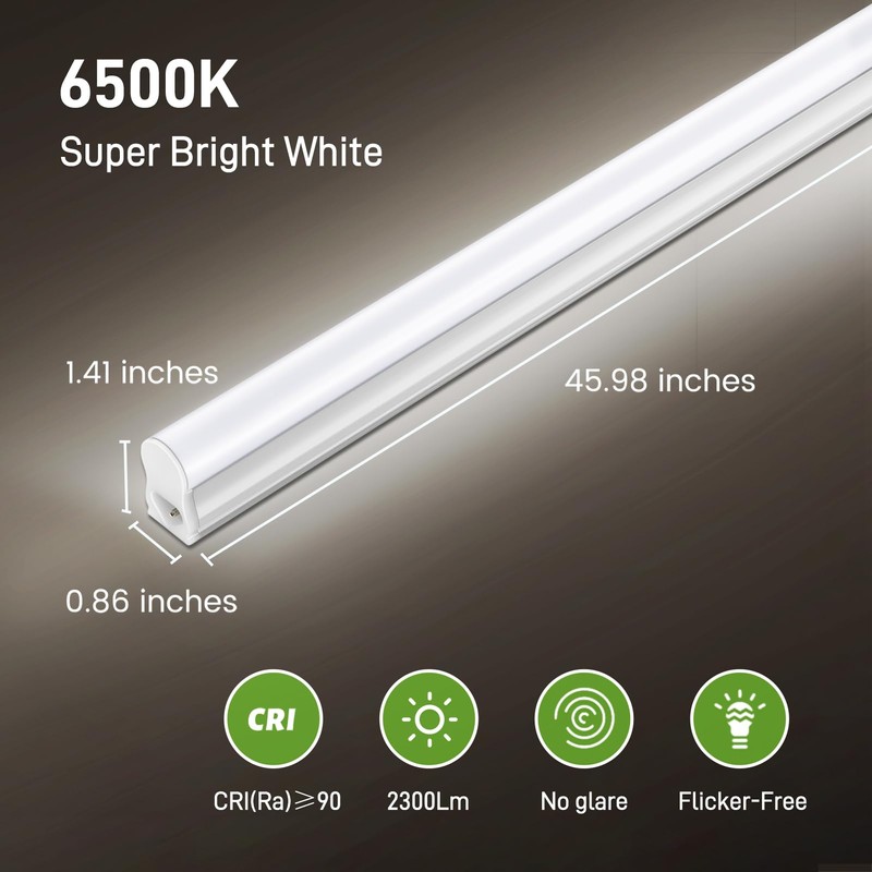 Pak 4FT LED Shop Lights, 2300LM 6500K Cool White, 20W