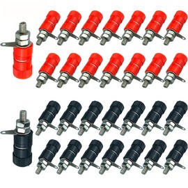 QitinDasen Premium Banana Plug Socket, Binding Post Terminal, 4 mm Banana Socket, Banana Coupling, for 4 mm Banana Plugs (Red, Black)