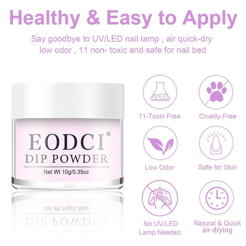 Dip Powder Nail Set Starter, Pastel Pink Glitter, 6 Colours
