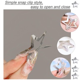20 PCS Star Snap Hair Clips Silver Y2K 2000s Hair Accessories Non Slip Clips for Girls Women,1.61IN