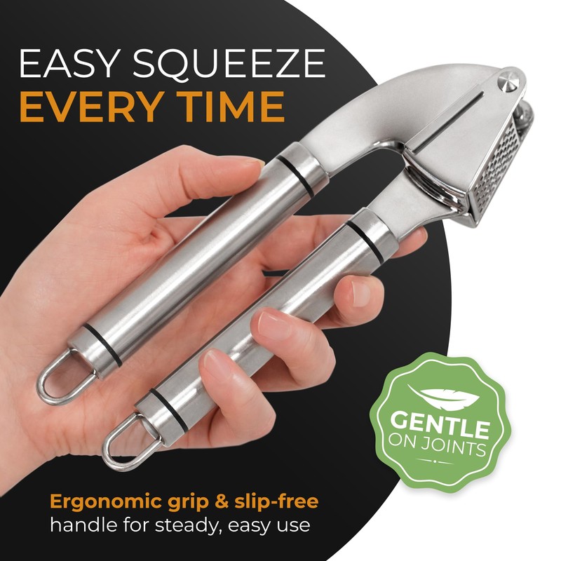 ORBLUE Garlic Press Stainless Steel - Premium Professional Grade Garlic