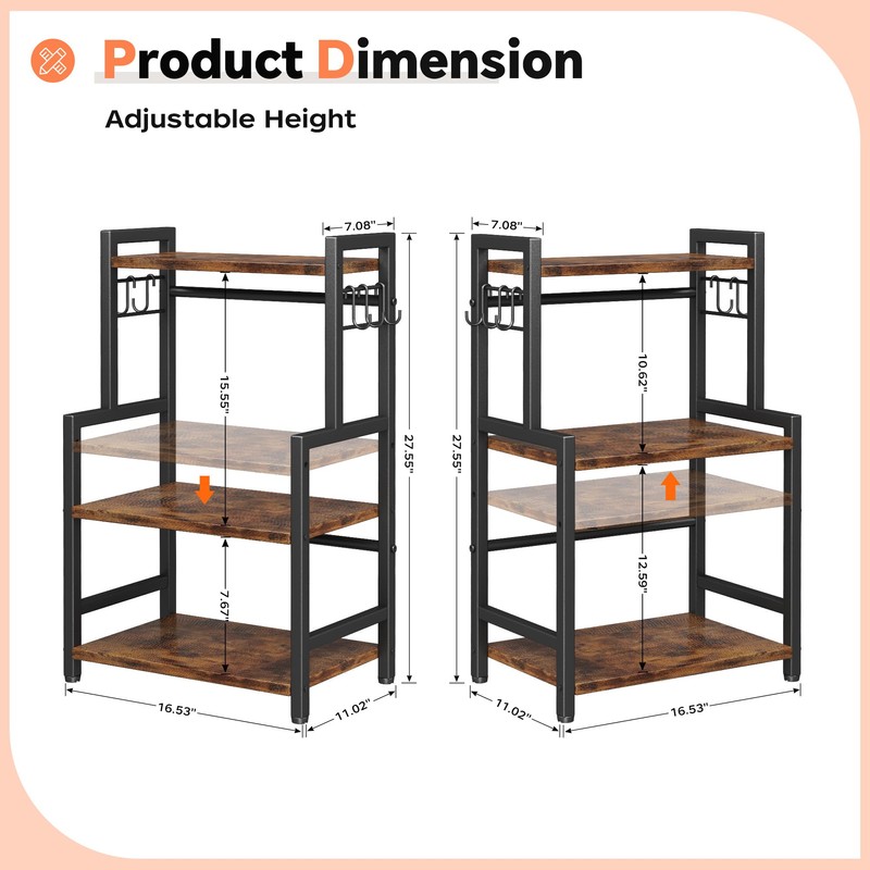 Kitchen Countertop Organizer,3 Tier Large Spice Rack Organizer with Adjustable
