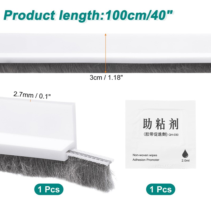 uxcell Door Sweep, 1.2" x 40", White, 1 Pcs, 1