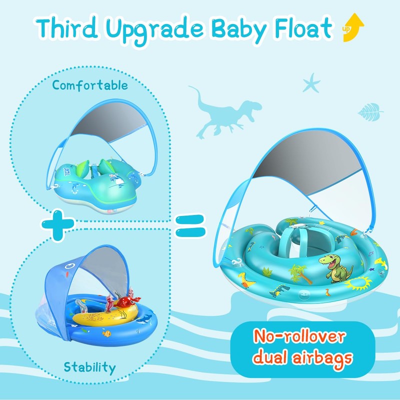 Baby Pool Float with Canopy Removable UPF50+ UV Sun Protection,Third-Generation