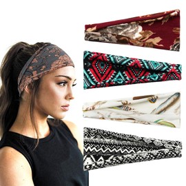 scicent 13221 Women's Hair Bands, 4 Pieces, Headband, Hair Band, Turban, Elastic Headband, Fashion Hair Accessories for Girls, Everyday Life, Yoga, Sports, Fitness