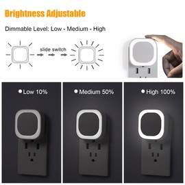 YUNLEX - Luz nocturna regulable, luz nocturna suave, sensor automático del anochecer al amanecer, luz nocturna LED de pared, luz nocturna cuadrada para baño, pasillo, escaleras, cocina, recámara, cochera (blanco día, 6 unidades)
