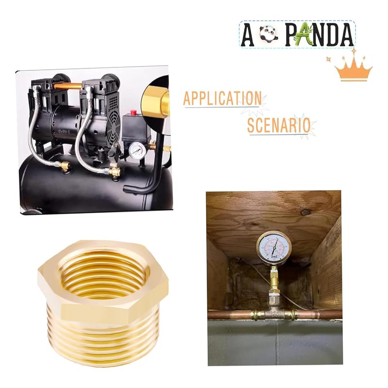 AOPANDA Brass Hex Bushing Reducer, 3/4 NPT Male X 1/2