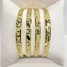 4 Set Gold Filled Ladies Bangles Bracelets Pulsera Oro Laminado Bangle Fashion Bracelet - Color: Gold, Size: # 3
