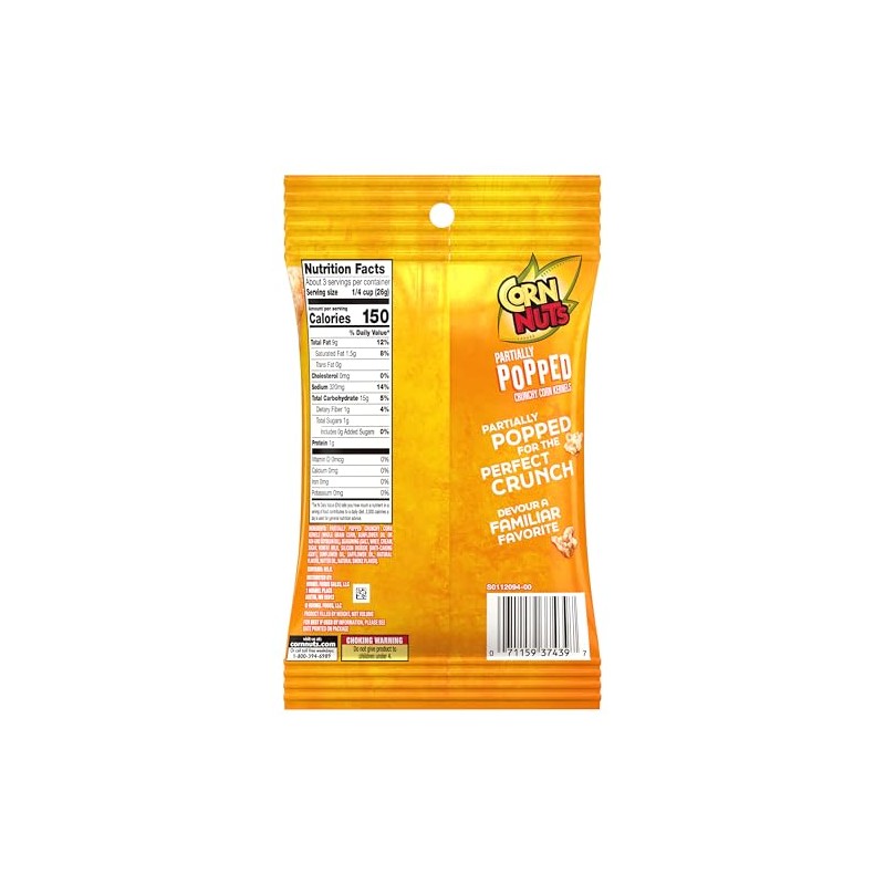 CORN NUTS Partially Popped Movie Theater Butter, 3 oz Bags,