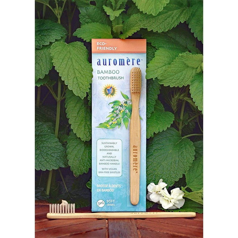 Auromere Bamboo Toothbrush - Eco Friendly, Vegan, Sustainably Grown, with