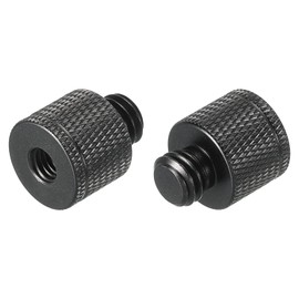 sourcing map 2 Pack Microphone Stand Adapter M6 Female to 3/8 Male Camera Screw Black