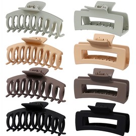 ALIMITOPIA Banana Hair Claw Clip,Non Slip Matte Hairpin Barrette Headdress Bobby Pins Headwear Hair Jaw Clamp Clip Accessories for Women Girl Thick Thin Curly Hair(Large 4.3 inches,8pcs)