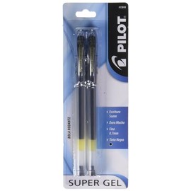 Pilot Bolígrafo Super Gel, Punto Fino (0.7 Mm.), Tinta De Gel Color Negro, Blíster Con 2 Piezas