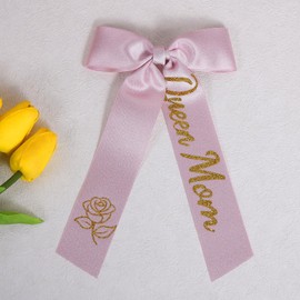 Mothers Day Gift for Mom,5" Long Tail Queen Mom Hair Bows Clips Glitter Pink Ribbon Hairpins Alligator Barrettes for Women Girls Birthday Party Dress Decor Accessory