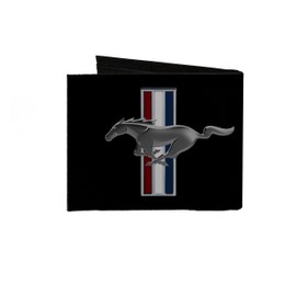Buckle-Down Mens Buckle-down Canvas Bifold - Ford Mustang W/Bars Logo Centered Wallet, Multicolor, 4.0 x 3.5 US