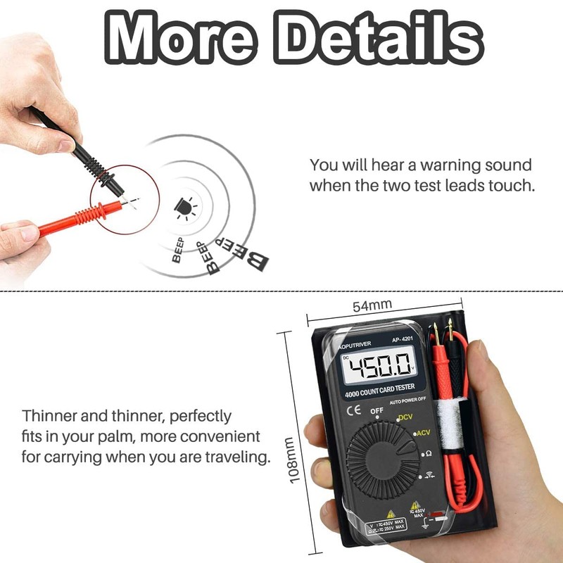 Digital Multimeter Pocket Multimeter AP-4201 4000 Counts Multi Tester Pocket
