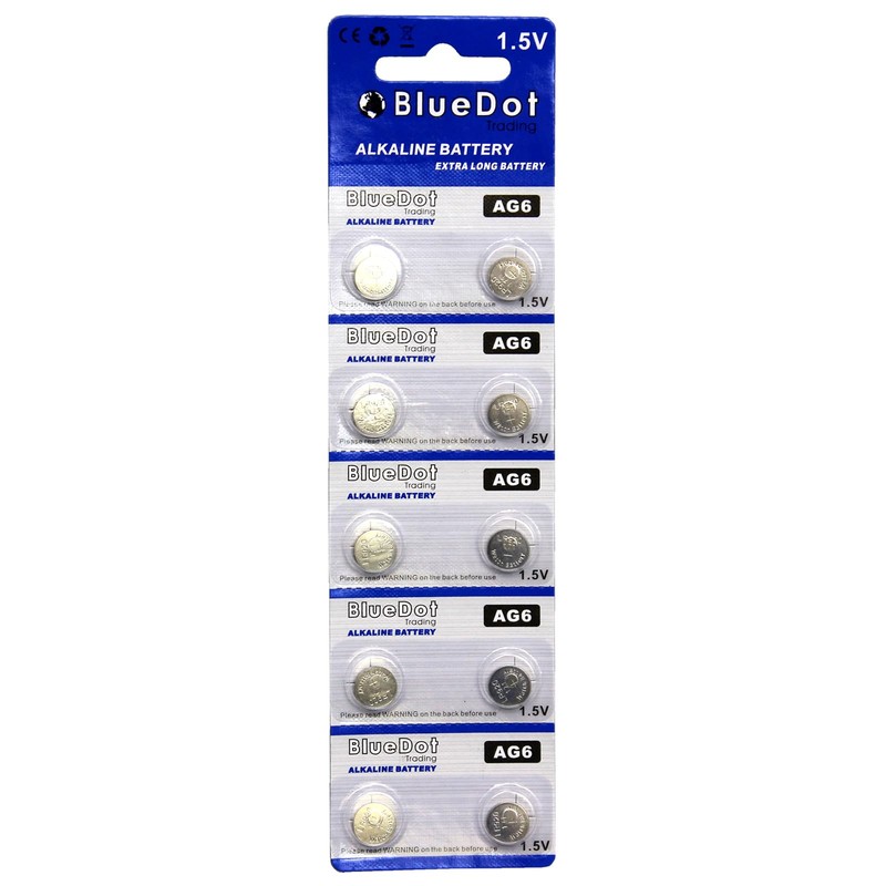 BlueDot Trading AG6 1.5 Volt Alkaline Button Cell Batteries for