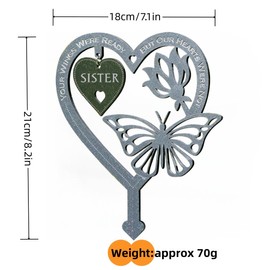 PEIQICHU Grave Decorations for Cemetery Memorial Plaques for Outdoors For Loss of Sister Graveside Metal Stick Garden Ornaments Marker Sister Tribute Remembrance Gifts Heart Love Shape Decorative