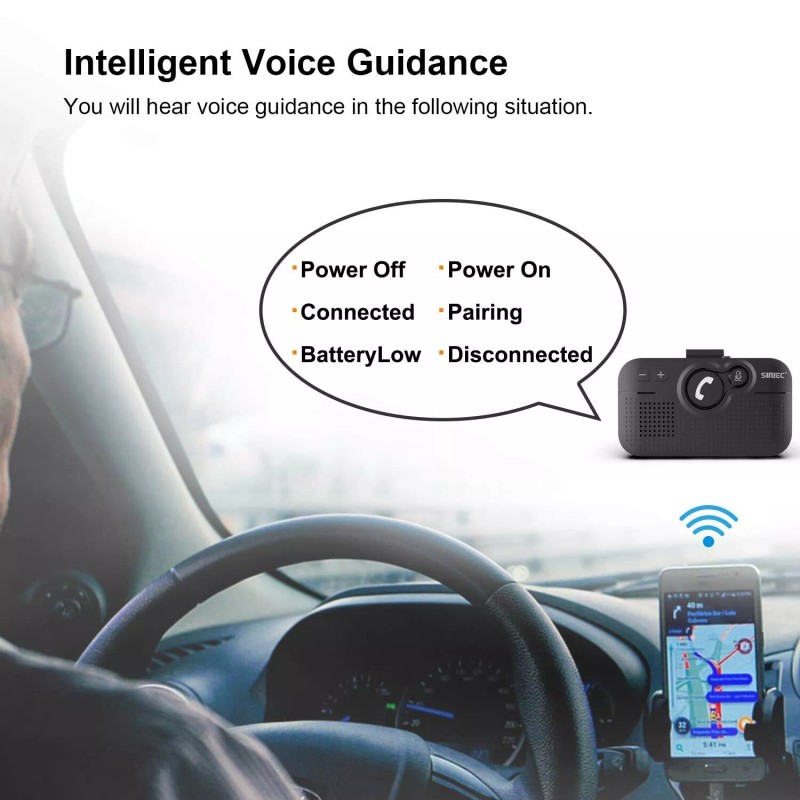SUNITEC Handsfree Bluetooth Car kit for Cell Phone, Wireless Bluetooth