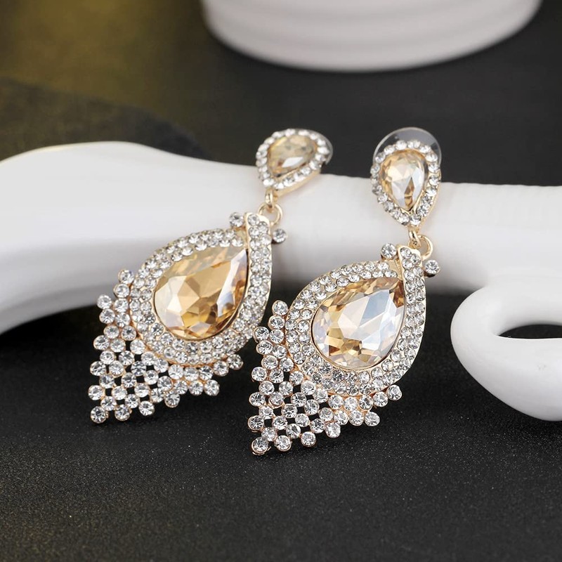 JWICOS Bridal Wedding Earrings for Women Brides Crystal Rhinestones Dangle