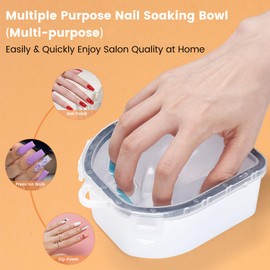 Quaferen Nail Soaking Bowl Acetone Proof: Ergonomic Nail Soak off Manicure Bowl for Fast & Gentle Gel nail Polish Removal - Home & Salon Essential (Single Black)