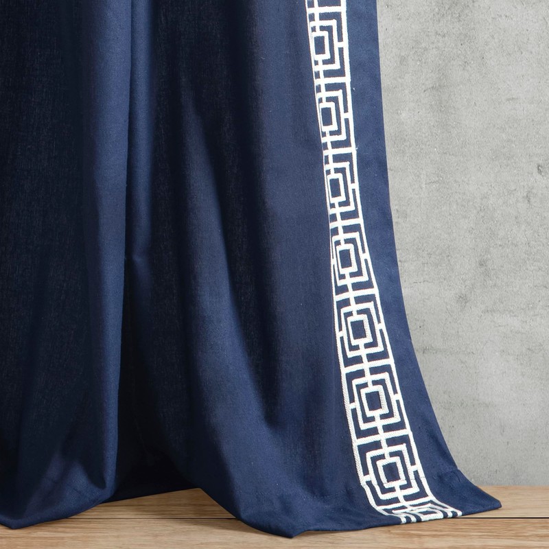 Lush Decor Luxury Modern Square Embroidery Border Window Curtain Panel